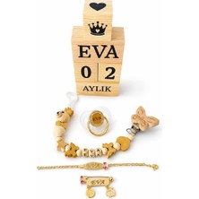 Shopfocus Kişiye Özel Isimli-Emzik 0-6 Aylık-Emzik Askısı Zincir-Bebek Anı Küpü-Bebek Künyes Zilkonyuyaka Iğnesi Zilkonyum-Full Ahşap Organik-Anne Bebek-Bebek Hediyelik-Yeni Doğum-Doğum Hediyesi