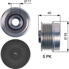 Alternatör Kasnağı - (Fiat Punto, 500, Panda, Grande Punto, Doblo, Tipo, Bravo, Linea, Egea, Mito) - (GATES-OAP7132)