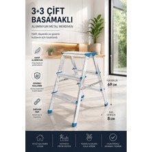 Greathings 69CM Yükseklik 3+3 Çift Basamaklı Alüminyum Metal Merdiven | Dayanıklı ve Hafif Tasarım | Pratik ...