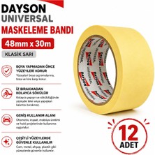Dayson Arge Toptan Universal Sarı Maskeleme Bandı Kağıt Bant 48MMX30M 12 Adet