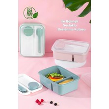Empressco Lunch To Go Beslenme Kabı Bölmeli Sosluklu Plastik Beslenme Kutusu 920ML 40ML 14,5X20X7,4(H)CM Yeşil