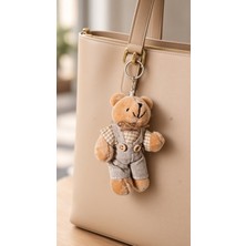 Elaris Concept Ekose Gömlekli ve Salopet Tulumlu Peluş Ayıcık Anahtarlık (12 Cm)