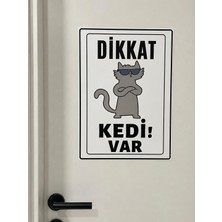 Korkmaz Group Levha Dikkat Kedi Var Artist Pvc Uyarı Ikaz Levhası 25X35 cm