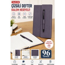 Artlantis Kaliteli Kapaklı Lastikli Not Defteri A5 15X20CM 1 Adet Lizz SF3KL Sert Kapak Ciltli 96 Yaprak Çizgili Tükenmez Kalem