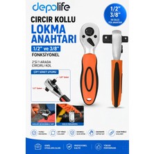 Empressco Cırcır Kollu Lokma Anahtarı 1/2 ve 3/8 Fonksionel Lokma Anahtarı 2si Bir Arada Cırcırlı Kol