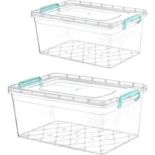 Empressco Saklama Kabı Plastik Kilitli Erzak Kabı 2'li Set (10LT+5,5LT)