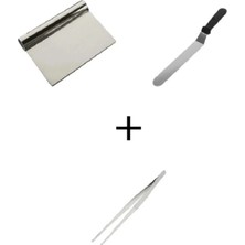 Empressco Pasta Sıvama Spatulası + Çelik Spatula Hamur Kazıyıcı+ Masterchef Cımbız 3 Lü Set