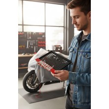 Cartex Motorsiklet Motul Plakalık Kırmızı Kabartmalı Krom Yazı 1 Adet Motor Plakası