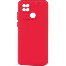 Alina Cep Store Xıaomi Redmi Uyumlu 10C / Poco C40 Rubber Yumuşak Silikon Telefon Kılıfı Kırmızı Silikon