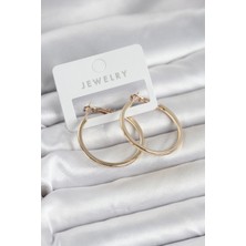Altaylar Tedarik Gold Renk Pirinç Köşeli Kenar Halka 32 mm Kadın Küpe