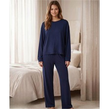 Mihra Kadın Oysho Bisiklet Yaka Uzun Kol Baharlık Pijama Takımı 20103LC - 1 Adet