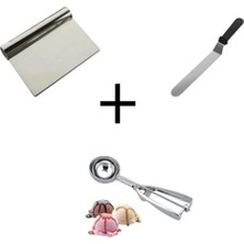 Empressco Pasta Sıvama Spatulası Çelik Spatula Hamur Kazıyıcı Kurabiye Dondurma Kaşığı Set Bhl