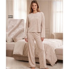 Mihra Kadın Oysho Bisiklet Yaka Uzun Kol Desenli Baharlık Pijama Takımı 20104EG - 1 Adet