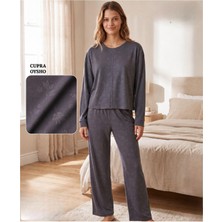 Mihra Kadın Oysho Bisiklet Yaka Uzun Kol Desenli Baharlık Pijama Takımı 20104GÇ - 1 Adet
