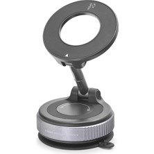 TKÇ Magsafe Uyumlu Manyetik Vantuzlu 360° Döner Araç Içi Telefon Tutucu Metal - Siyah HDX8028