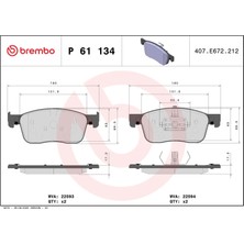 Fren Balatası - (Fiat Scudo, Ulysse) - (BREMBO-P61134)