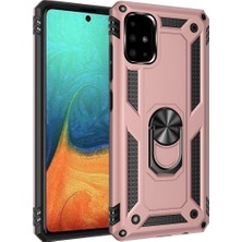 TKÇ Samsung Galaxy A71 Kılıf Sofya Yüzüklü Silikon Kapak - Rose