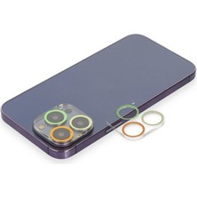 TKÇ Apple Iphone 13 Pro Renkli Kamera Lens Koruma Cam - Sarı-Turuncu