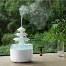 TKÇ 3 Katlı Şelale Yağmur Tasarımlı Ultrasonik Aroma Difüzör – 6 Renk LED Işıklı Hava Nemlen
