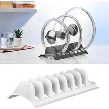 TKÇ Beyaz - 8 Bölmeli Tencere Kapak Rafı - Simple Tabaklık - Kapak Organizeri