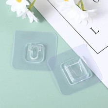 TKÇ 20 Adet Şeffaf Çift Taraflı Yapışkanlı Geçmeli Klips Eşya Sabitleme Askısı