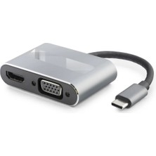 TKÇ Type-C Combo Hub HDMI 4K VGA USB 3.0 Pd 4 Port Gri HDX7839