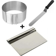 Empressco Pasta Sıvama Spatulası Çelik Spatula Hamur Kazıyıcı Kek Kalıbı Ayarlanabilir 3 Lü Set  Bhl