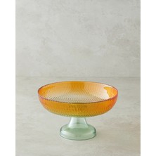 Empressco Arina Cam Ayaklı Kase 24 cm Yeşil-Turuncu
