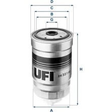 Yakıt Filtresi - (Fiat 127, Ducato, Panda, Tipo, Croma, Fiorino, Uno, Ritmo, Tempra, Regata, Duna, 147, Elba, Egea, 164, 75, 155, 33) - (UFI-2435100)