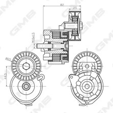 V Kayış Gergi Rulmanı - (Fiat Linea, Ducato, 500, Grande Punto, Punto, Doblo, Freemont, Bravo, Stilo, Croma, Sedici, Idea, 159, Giulietta, Mito, Spider, Brera) - (GMB-GAT20820)