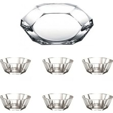 Empressco 7 Parça Nude Reflection Cam Kristal Servis Tabağı, Sunumluk ve Kase Seti