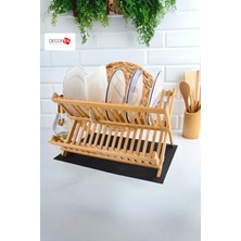 Empressco Bambu Ahşap Bulaşıklık Tabaklık Büyük Boy 2 Katlı Katlanabilir Tabaklık (47 cm 32 cm )