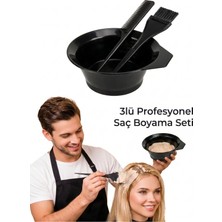 Empressco 3lü Set Saç Boyası Kabı Tası Boya Fırçası ve Krepe Tarak Kuaför Saç Açıcı Boyama Kabı Seti Dayanıklı