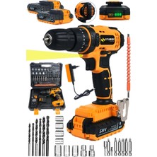 Empressco Japon Technology 58V 8AH Y-87 Darbeli Metal Şanzıman Şarjlı Çift Akülü Vidalama 27PRÇ Uç Setli