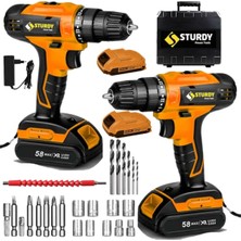 Empressco Japon Professıonel Tools 58V 8AH Hf Metal Şanzıman Şarjlı Çift Akülü Vidalama 27PRÇ Uç Setli