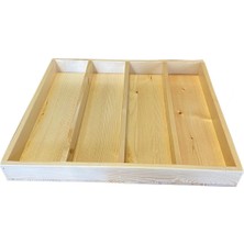 Empressco 40X35 cm Kepçelik Çekmece Içi Doğal Ahşap 4 Bölmeli Kepçe,tahta Kaşık,maşa, Organizer