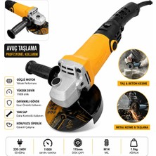 Empressco Devir Ayarlı Avuç Içi Spiral Taşlama Makinası 2800W 115-125 mm 2 Adet Inox Disk Hediyeli.