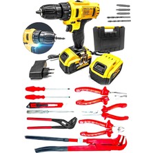 Empressco 36 Matkap Watt Çift Batarya Maşalı Anahtar Fort Pense Tornavida Takımı 3 Lü Pense Set..