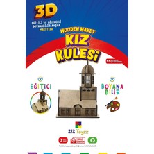 Empressco 3D Boyanabilir Ahşap Kız Kulesi Maketi - Çocuklar Için Eğitici Oyuncak