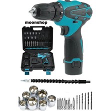Empressco Moonshop Orjinal 12V 4AH Metal Dişli Şanzıman Çift Akülü Şarjlı Vidalama Matkap 24 Parça Usta Seti