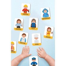Empressco Meslekleri Öğreniyorum Ahşap Eğitici Kartlar Okul Öncesi Kreş Ahşap Oyuncak Flash Cards