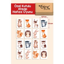 Empressco Ahşap Zeka Kartları Woodland Eşleştirme Oyunu Hafıza Kartı Ahşap Eğitici Puzzle Oyuncak