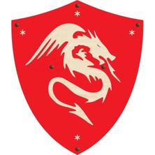 Empressco Ahşap Japon Samuray-Ninja Kalkanı Ejderha Figürlü