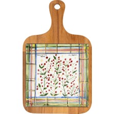 Empressco Xmas Kokina ve Ekose Desenli Handmade Seramik Ahşap Peynir Tahtası