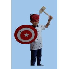 Empressco 3'lü Ahşap Oyuncak Seti, Kaptan Türkiye Maskesi, Kalkanı ve Ahşap Tor (Thor) Çekici