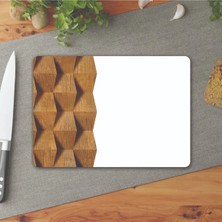 Empressco Cam Kesme Tahtası ve Sunum Tablası Yeni Ahşap Desen 25 x 35