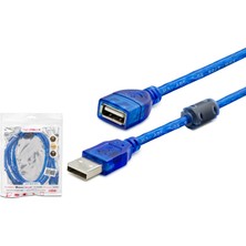 Gees Global USB Uzatma Kablosu 3 M - Şeffaf Mavi̇ HDX7535