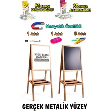 Empressco 110 cm Gerçek Metal Yüzey Manyetik Özellikli Ahşap Çocuk Yazı Tahtası Seti