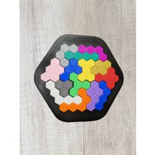 Alvera Petek Desenli Altıgen Puzzle – 3D Baskı Renkli Zeka Oyunu