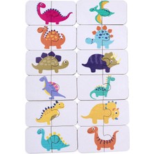 Empressco Dinozor Temalı Ahşap Ikili Puzzle Küçük Dinozor Meraklıları Için Eğlenceli ve Eğitici